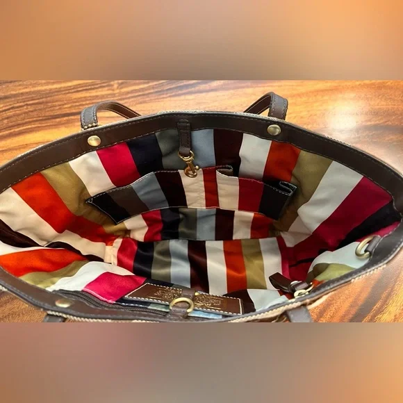 Coach Women's Tan and Brown Signature Tote Bag Purse With Hangtag Stunning - Picture 9 of 15